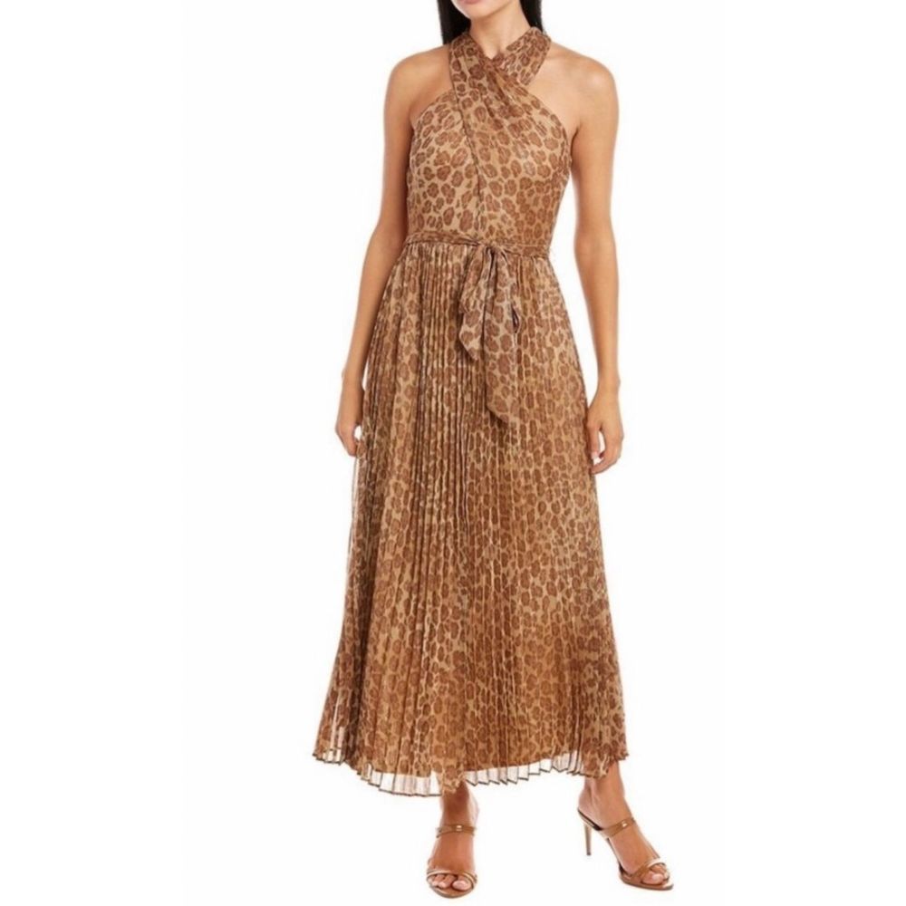 TAYLOR Dresses giraffe print pleated maxi dress